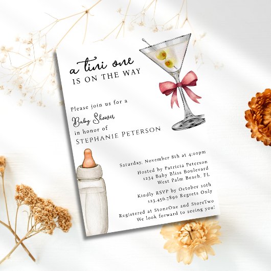 ピンク・マティーニ・ベビーシャワー A Tini One Is On The Way 招待状