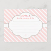 ピンク |ママのための白ベビーシャワーアドバイス アドバイスカード (裏面)