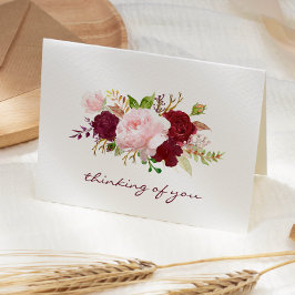 ピンク&マルサラフローラブーケ悔やみや弔慰 カード