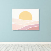 ピンク&マヴェのミニマリストサンセットウォールアートキャンバス キャンバスプリント (インサイチュ (ウッドフロア))