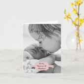 ピンク ミニマル フォト 母の日 カード (黄色い花)