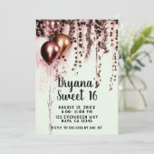 ピンク ミンク ローズ ゴールド ライト ラスティック アイビー スウィート 16 招待状 (スタンド正面)