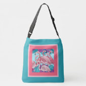 ピンク&ミントの可愛いピンクのフラミンゴ クロスボディバッグ (裏面)