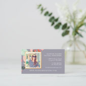 ピンク&ミントフローラガーデン&金ゴールドフォトフレーム 名刺 (スタンド正面)