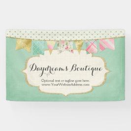 ピンク、ミント及び金ゴールドのぼろぼろのシックなブティックの旗布 横断幕