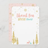 ピンク、ミント&金ゴールドウィンターワンダーランド ノートカード (正面/裏面)