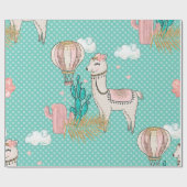 ピンク、ミント、金ゴールドグリッターデザートスチームパンクLlama ラッピングペーパー (フラット)