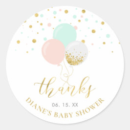 ピンク、ミント、金ゴールドバルーン赤ちゃんシャワーのお気に入り ラウンドシール