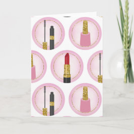 ピンク メイクアップ コスメティックス パターン 美容学 カード