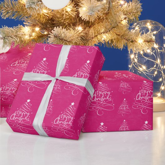 ピンク メリークリスマス ラッピングペーパー (クリスマス)
