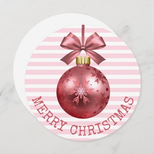 ピンク・メリー・クリスマス・パーソナライズされたカード シーズンカード (正面/裏面)