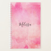 ピンク・モダンウォーター・カラー・ガール |名前の追加 プランナー手帳 (正面)