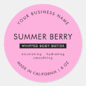 ピンク&モダンブラック体バター化粧瓶のふた ラウンドシール (正面)