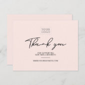 ピンク |モダンレタリング事業サンキューカード サンキューカード (正面/裏面)