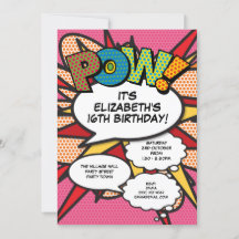 ピンク モダン おもしろ 誕生日パーティ コミック ブック だれでも