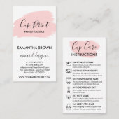 ピンク モダン カップ ケア インストラクション カスタマイズ ロゴ 名刺 (正面/裏面)