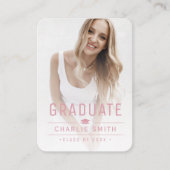 ピンク モダン タイポグラフィー フォト 卒業おめでとう 招待状 (正面)