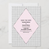 ピンク モダン ドット Save the Date 招待状 (正面)
