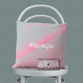 ピンク モダン ハッシュタグ #Love You フォームローラー クッション