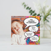 ピンク モダン ファン フォト バースデー パーティー どんな年齢でも 招待状 (スタンド正面)