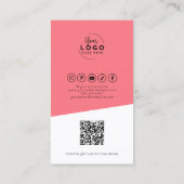ピンク モダン フォト あなたのロゴ 名刺 (裏面)