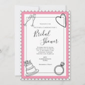 ピンク モダン ブライダル シャワー 招待状 (正面)
