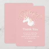 ピンク モダン マジカル ユニコーン ありがとう カード (正面/裏面)