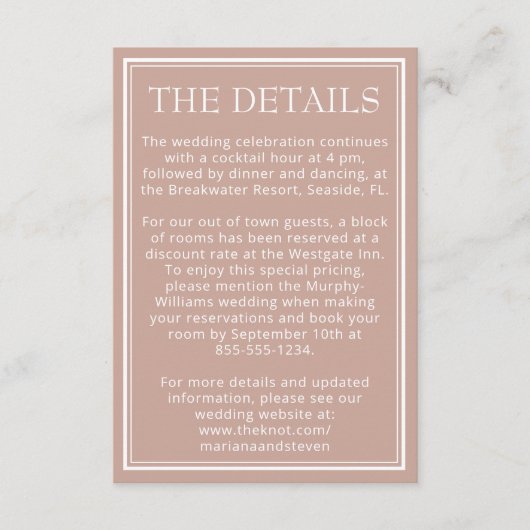 ピンク モダン ミニマリスト ウェディング エンクロージャーカード (正面)