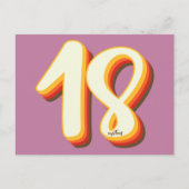 ピンク モダン レトロ グルーヴィー 18歳の誕生日 ポストカード (正面)