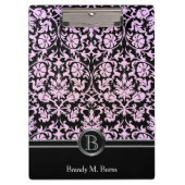 ピンク・モノグラかわいらしム・フローラ・ダマスク クリップボード (正面)