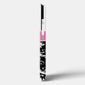 ピンク、モノグラムのブラック、ホワイトのダマスクストライプのケース Case-Mate iPhoneケース (裏面 / 左)