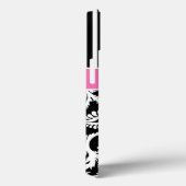 ピンク、モノグラムのブラック、ホワイトのダマスクストライプのケース Case-Mate iPhoneケース (裏面 / 右)