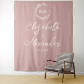 ピンク・モノグラム結婚書道の背景 タペストリー (インサイチュ)