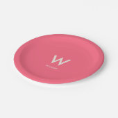 ピンク モノグラム パーソナルパーティー ペーパープレート (アングル)