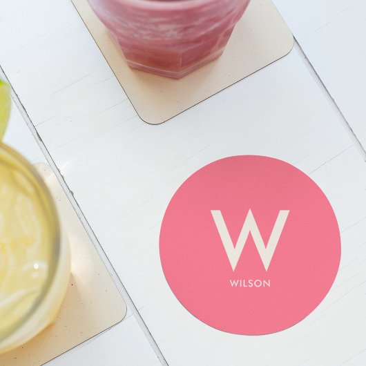 ピンク モノグラム パーソナルパーティー ラウンドペーパーコースター