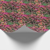 ピンク、モモおよび緑の群葉の抽象芸術 ラッピングペーパー (角)