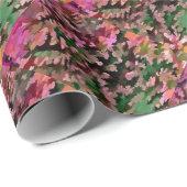 ピンク、モモおよび緑の群葉の抽象芸術 ラッピングペーパー (ロールコーナー)