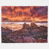 ピンク・モーニング・グローリー フリースブランケット (正面(横))