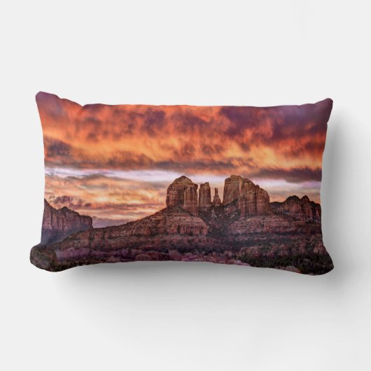 ピンク・モーニング・グローリー ランバークッション (正面)