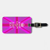 ピンク·ユニオ保ン·ジャックに落ち着いた文字を受ける ラゲッジタグ (正面横)
