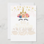 ピンク・ユニコーンが6人の誕生日パーティーの招待を回す 招待状 (裏面)