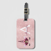 ピンク ユニコーン スパークル プリンセス モノグラム 名前 ラゲッジタグ (正面縦)