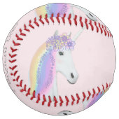ピンク・ユニコーン・レインボー・ガールズ・ソパーソナライズされたフトボール ソフトボール (正面左)