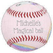 ピンク・ユニコーン・レインボー・ガールズ・ソパーソナライズされたフトボール ソフトボール (裏面)