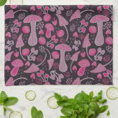 ピンク/ユニーク秋パターン キッチンタオル (折り畳み)