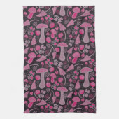 ピンク/ユニーク秋パターン キッチンタオル (縦)