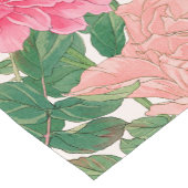 ピンク&ライトピーチバラ花と緑葉の花 ショートテーブルランナー (コーナー)