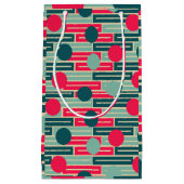 ピンク、ライトブルー、ティール（緑がかった色）長方形と円 スモールペーパーバッグ (正面)