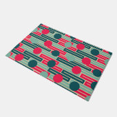 ピンク、ライトブルー、ティール(緑がかった色)長方形と円 ドアマット (アングル)