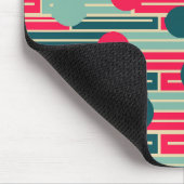 ピンク、ライトブルー、ティール（緑がかった色）長方形と円 マウスパッド (コーナー)